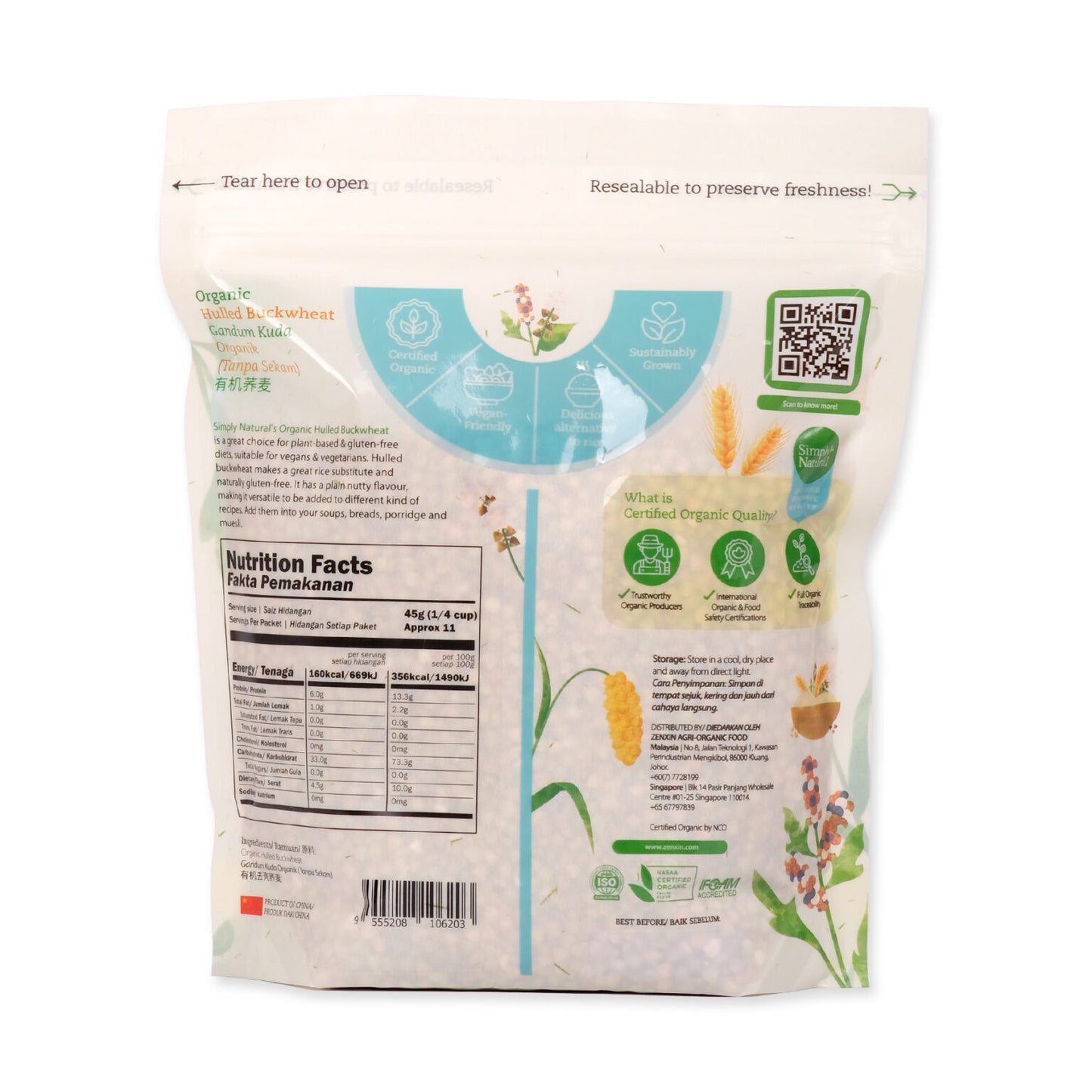 Organic Hulled Buckwheat 500g