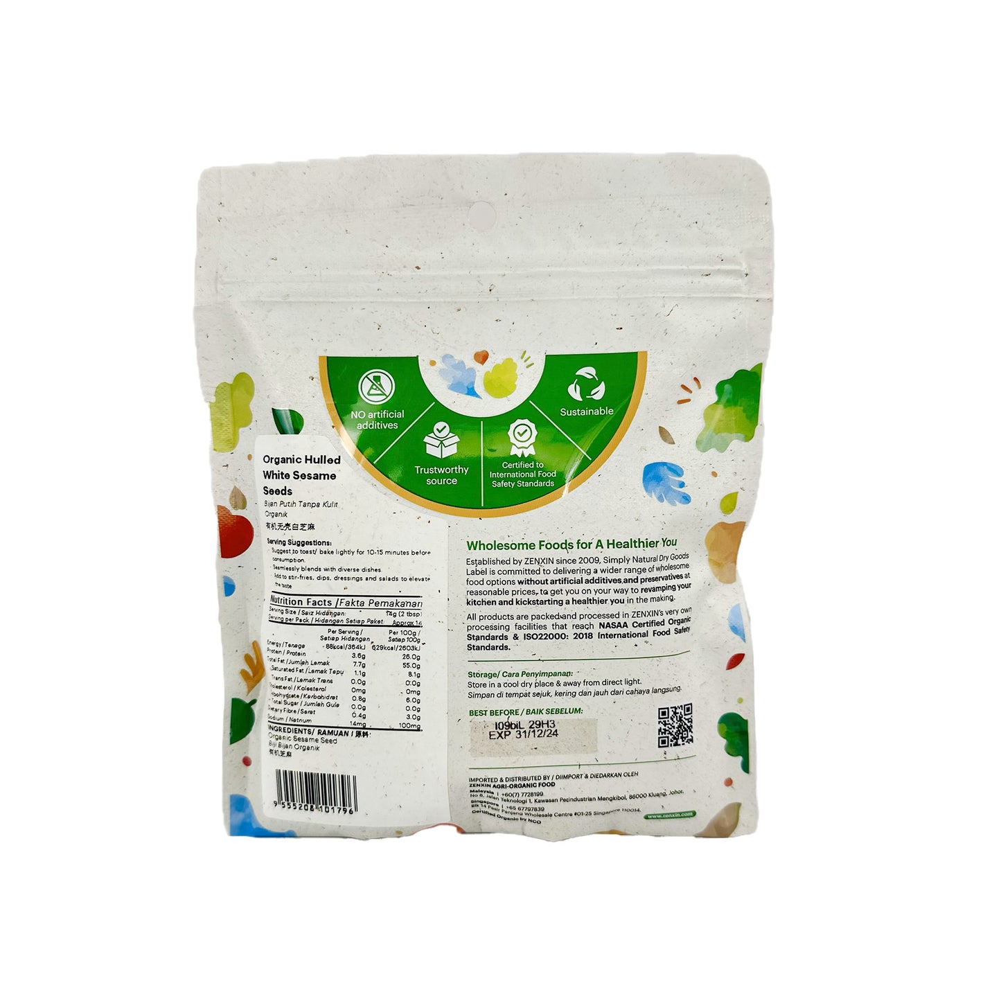 Organic Hulled White Sesame 200g