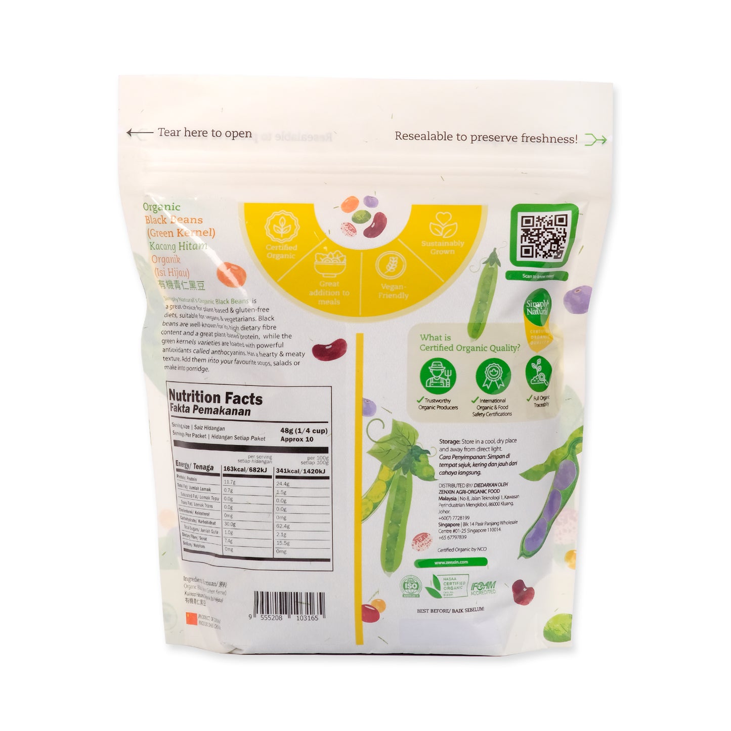 Organic Black Bean Green Kernel 500g