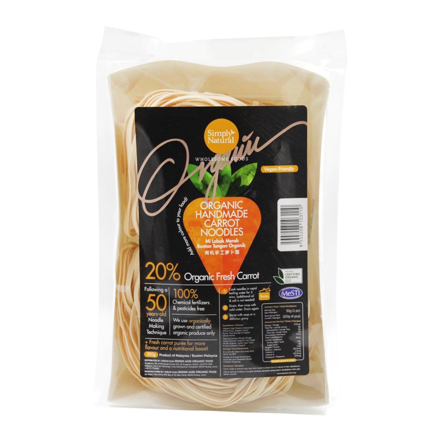 Organic Handmade Carrot Noodle 200g
