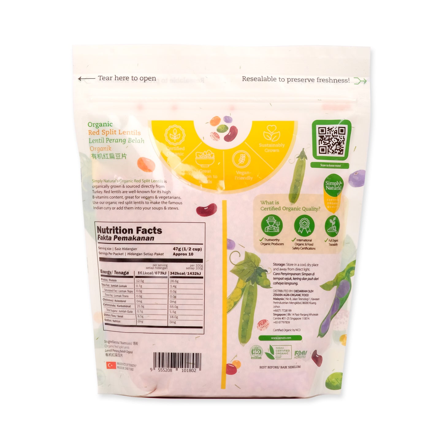 Organic Red Split Lentil 500g