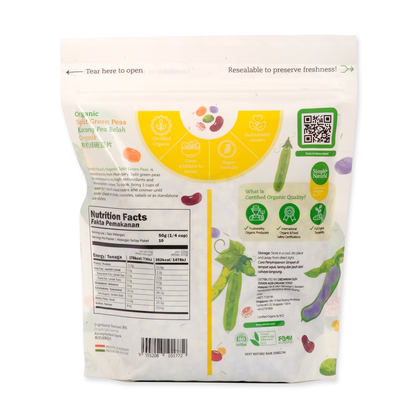 Organic Split Green Peas 500g