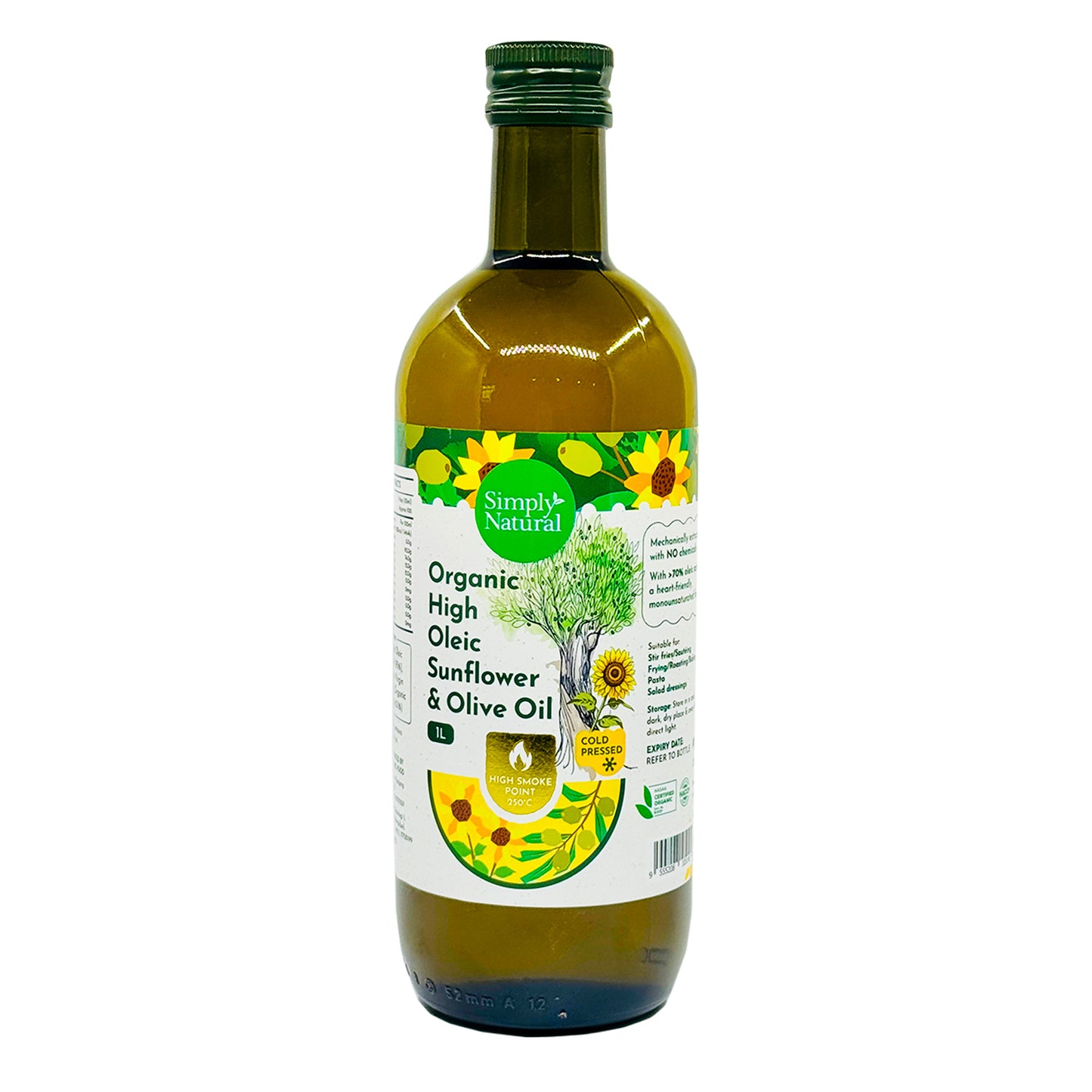 Cold Press Organic High Oleic Sunflower Olive Oil 1L