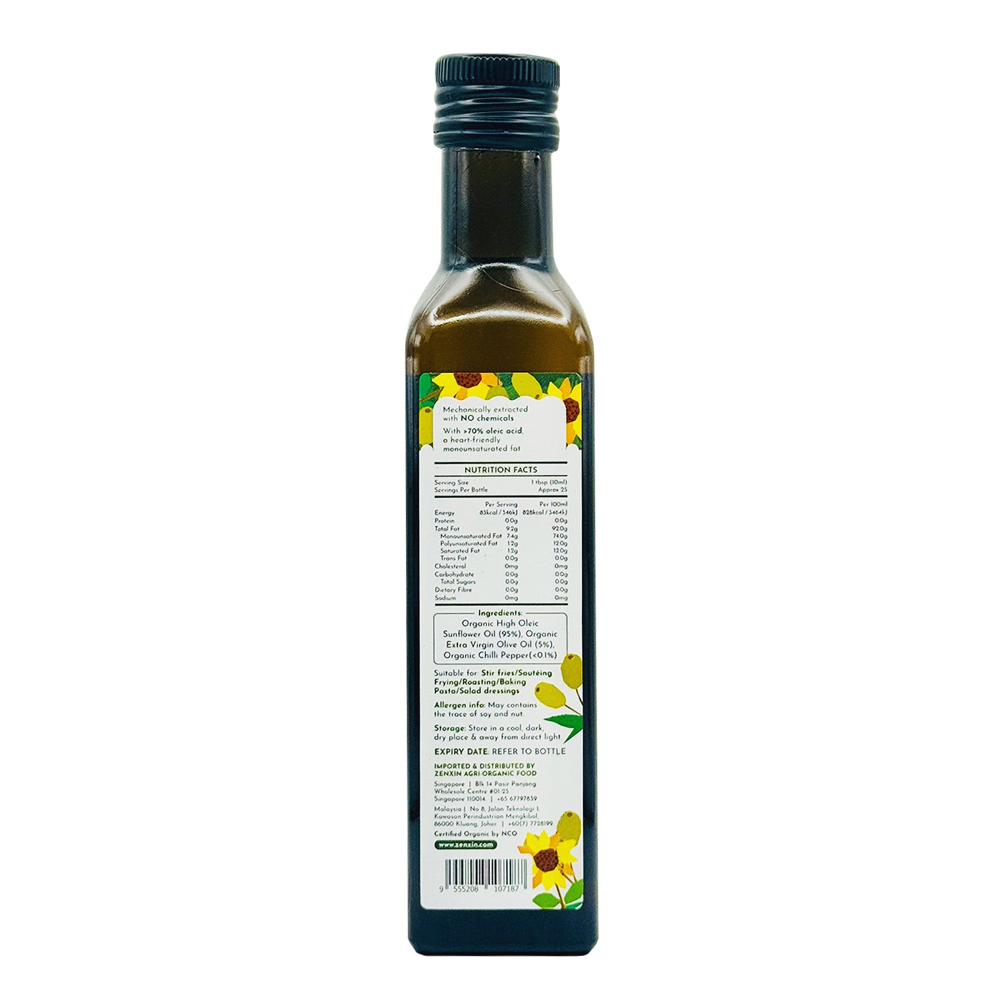 Cold Press Organic High Oleic Sunflower Olive Oil 250ml