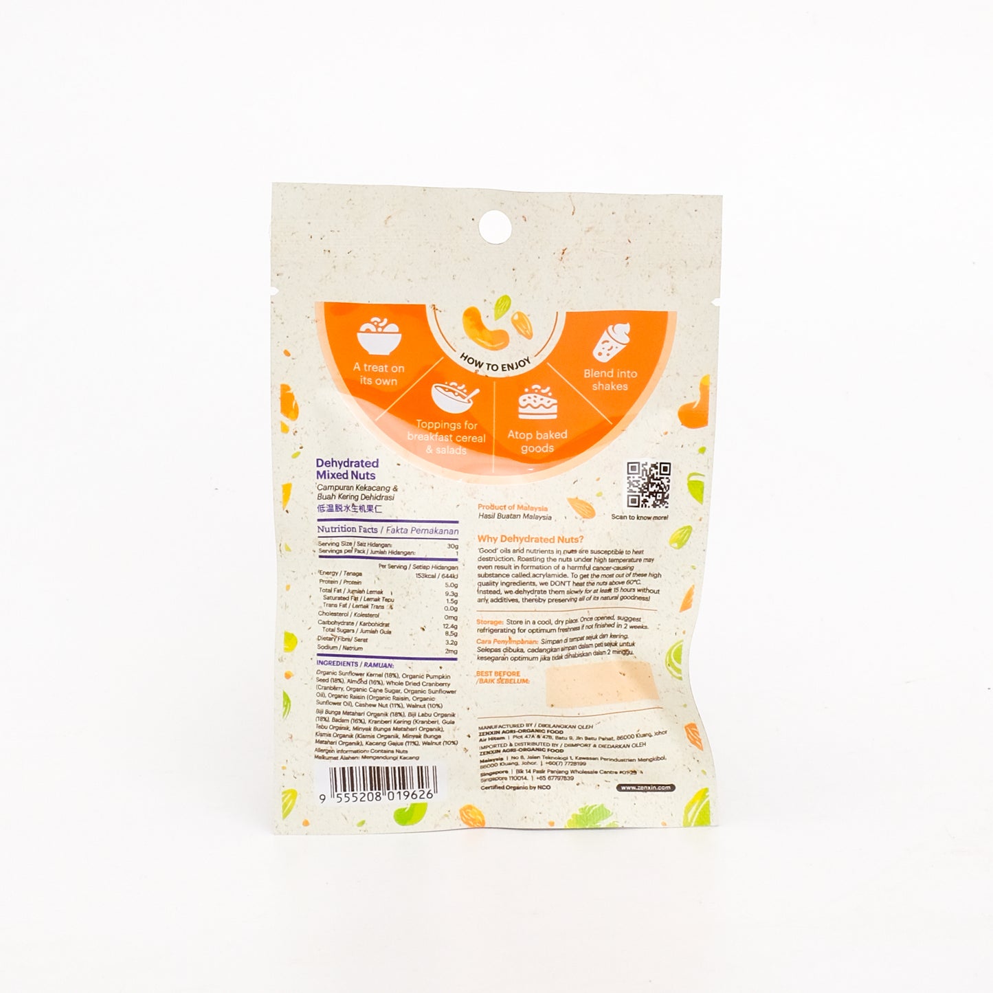Dehydrated Mixed Nuts 30g Daily Pack