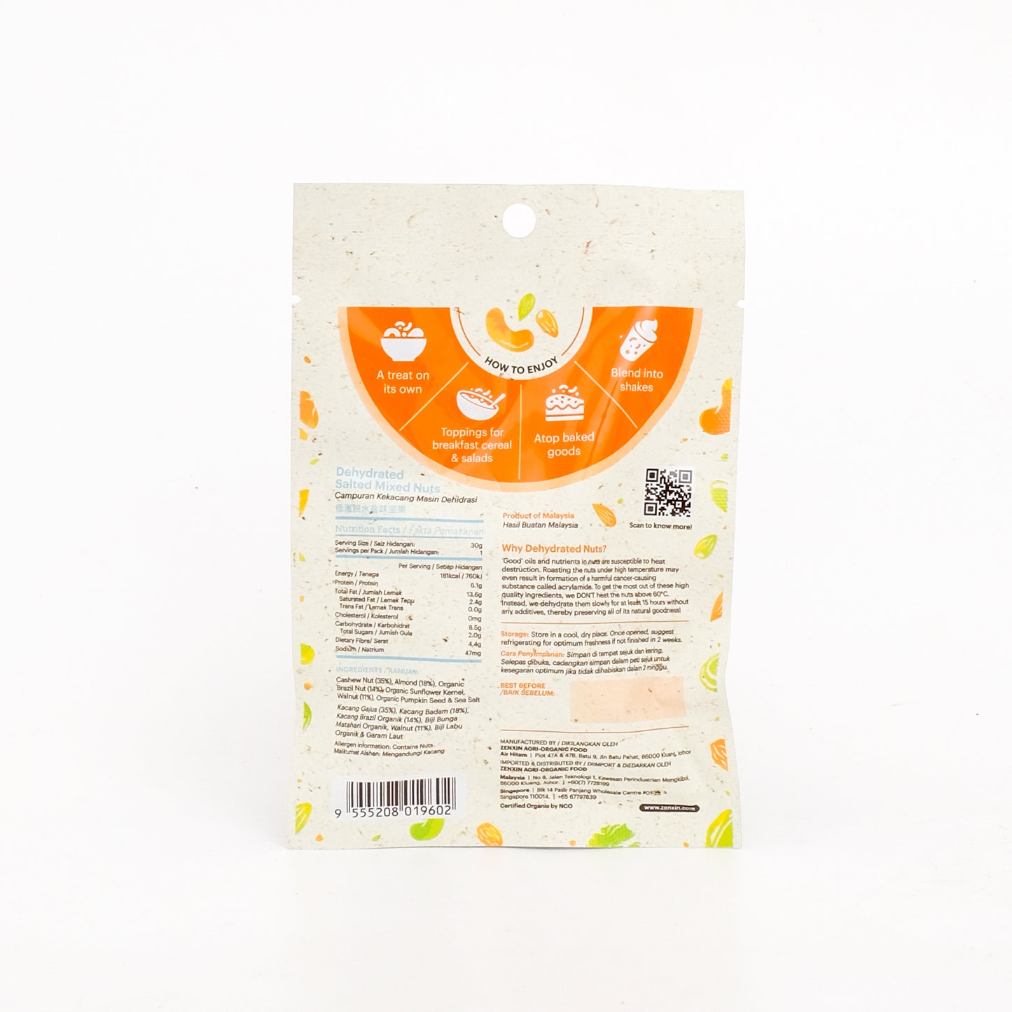 Dehydrated Salted Mixed Nuts 30g Daily Pack