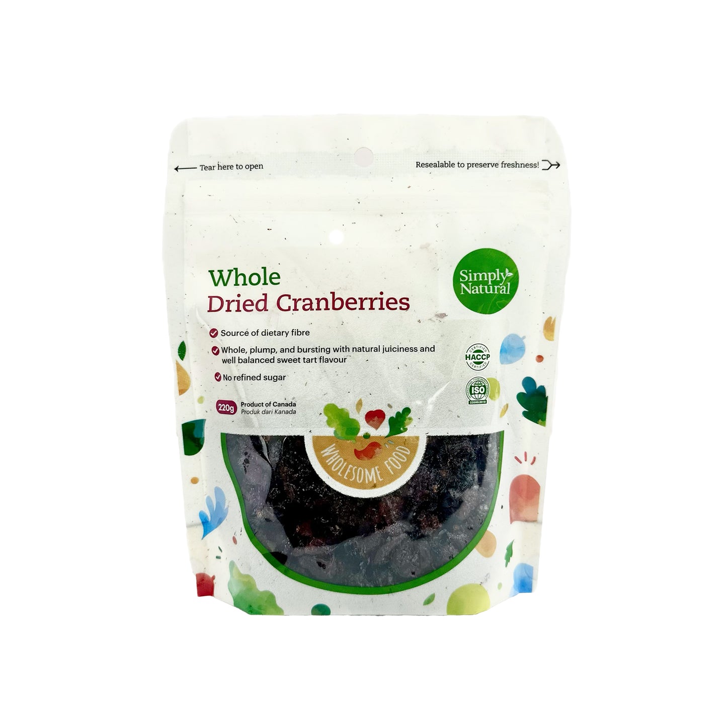 Dried Cranberries Whole 220g