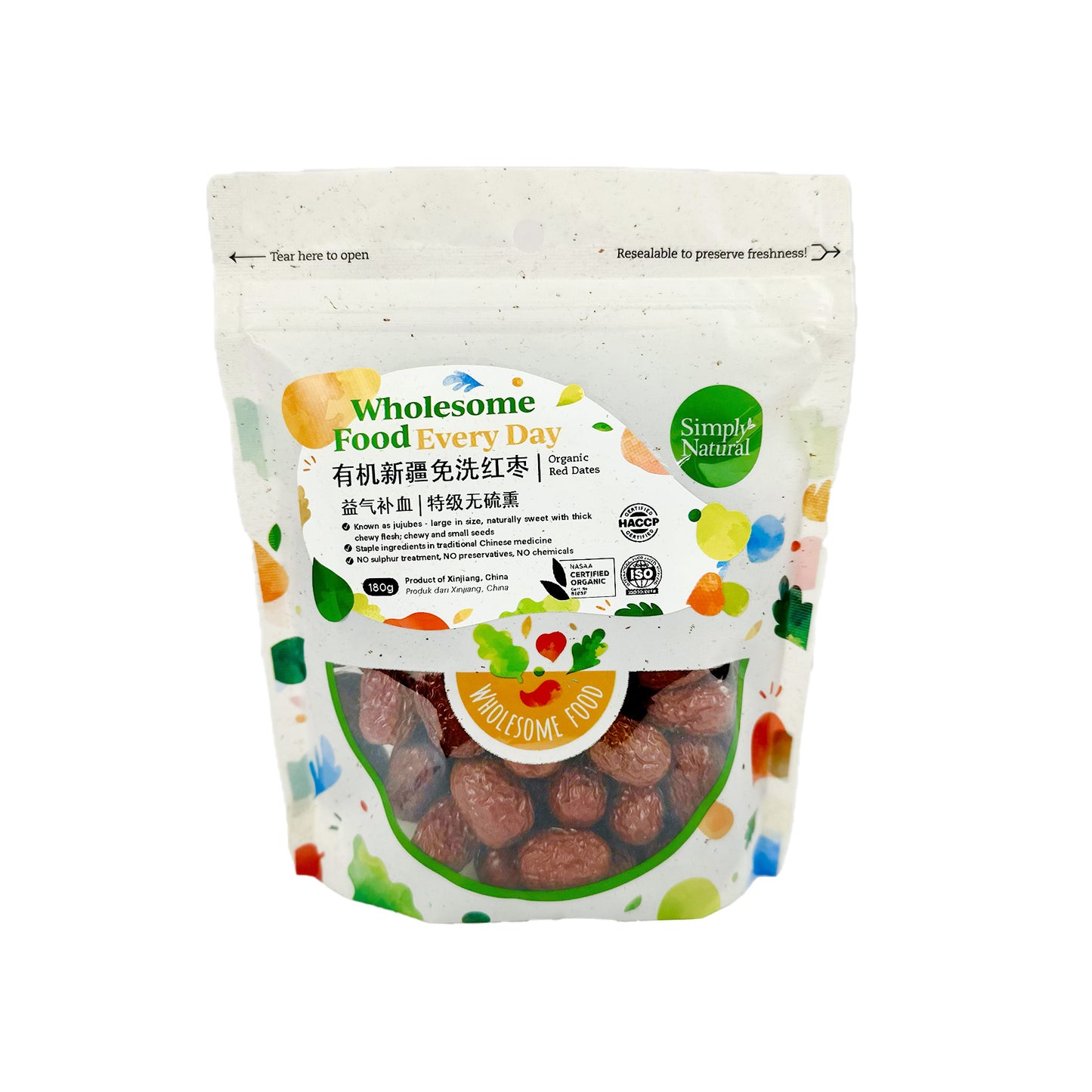 Organic Red Dates 180g