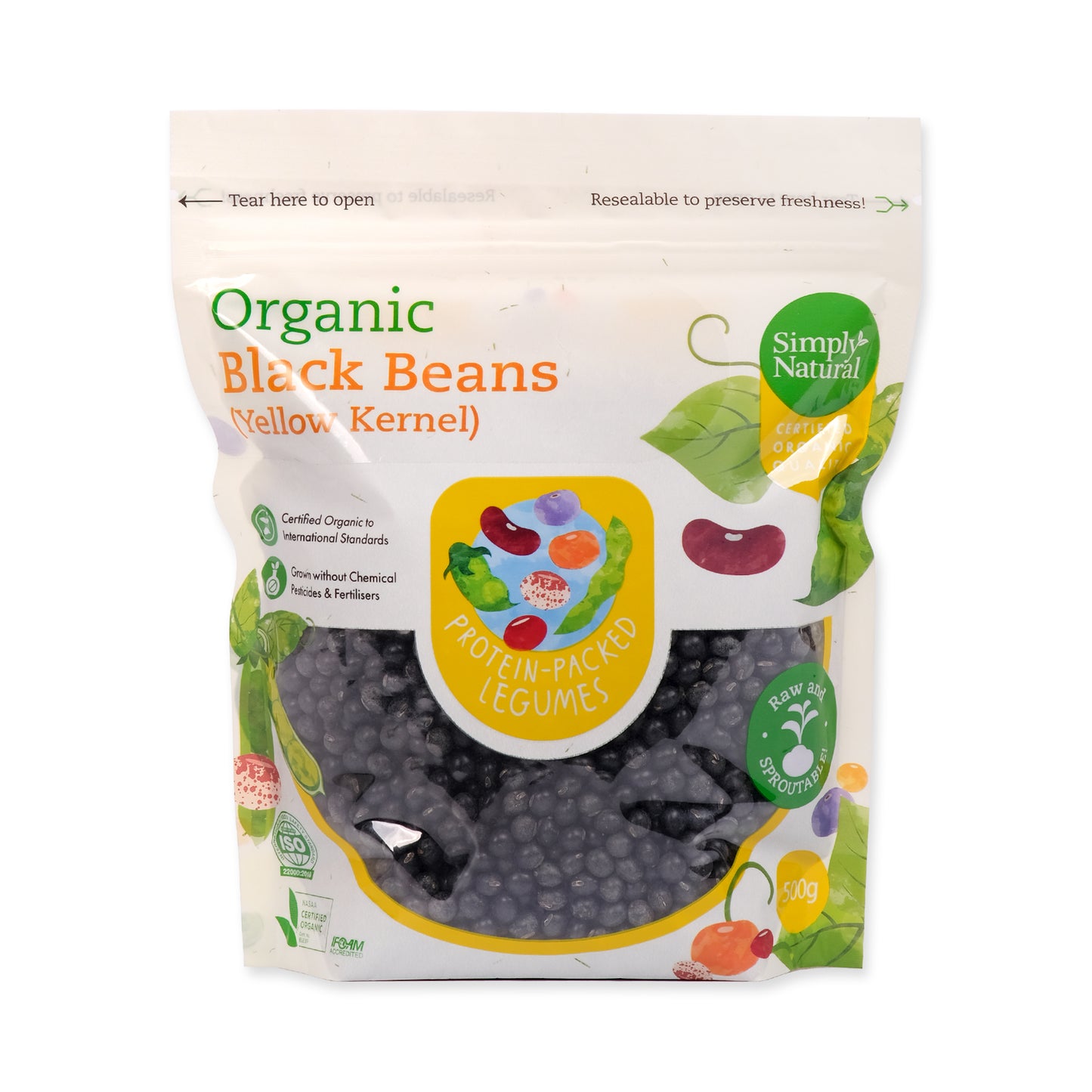 Organic Black Bean Yellow Kernel 500g