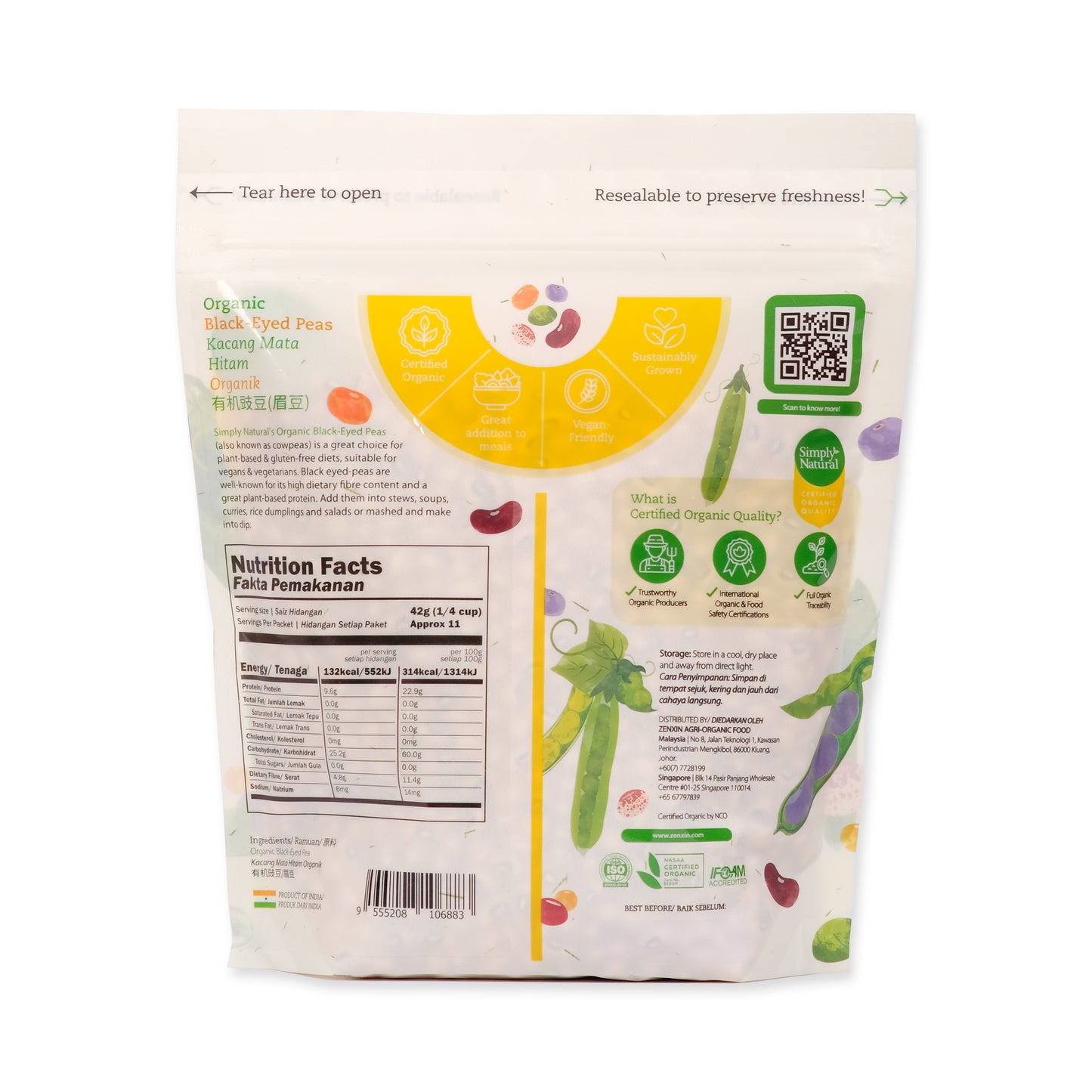 Organic Black Eye Peas 500g