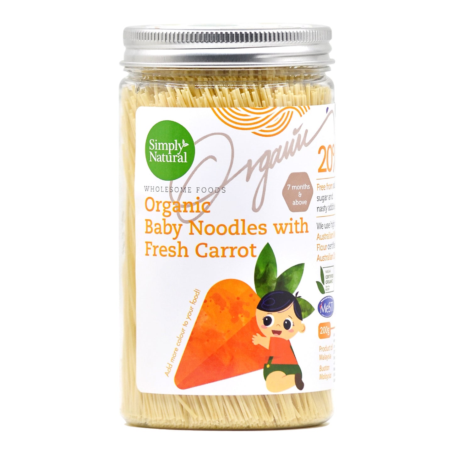 Organic Handmade Carrot Baby Thin Noodle BTL 200g