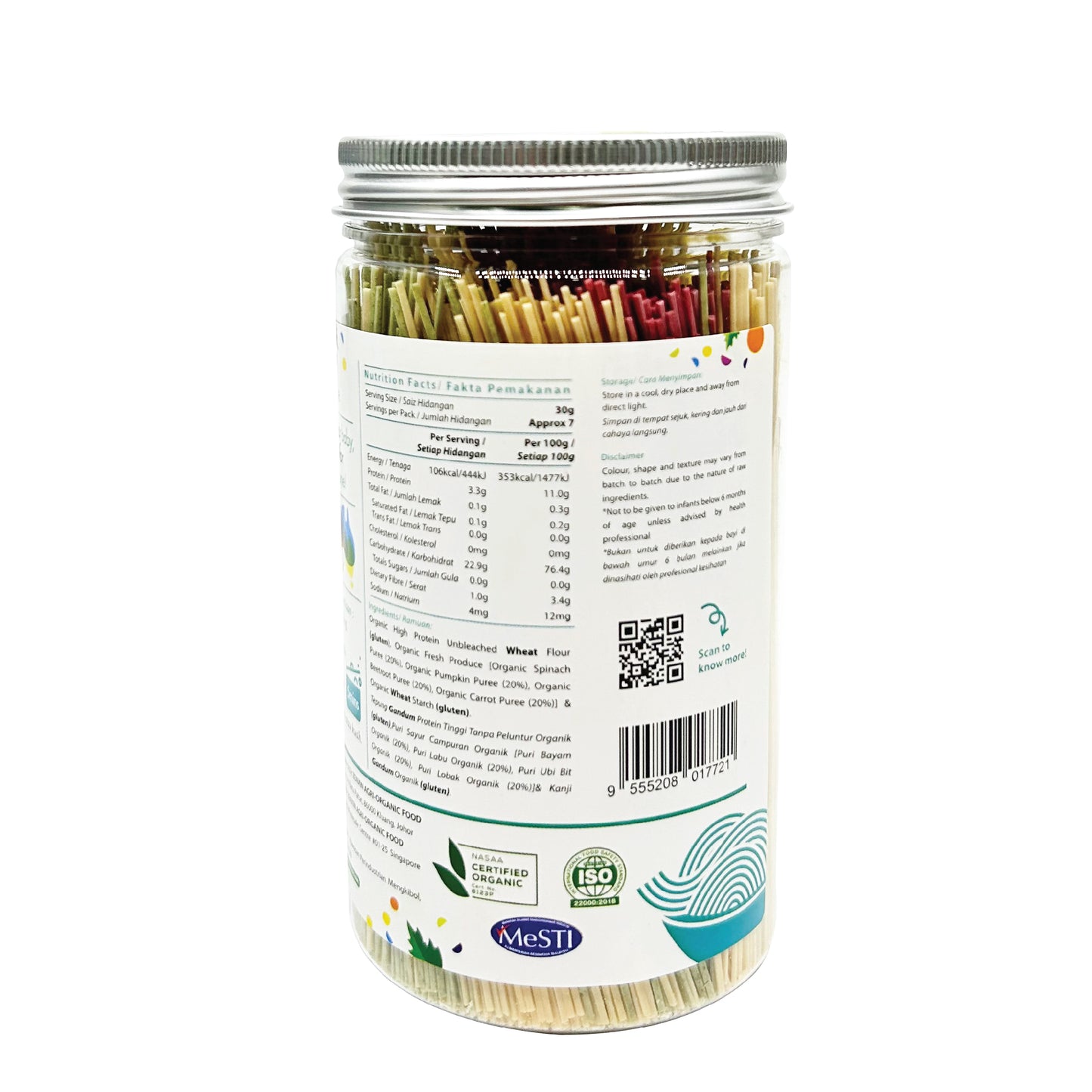 Organic Handmade Rainbow Baby Thin Noodle BTL 200g