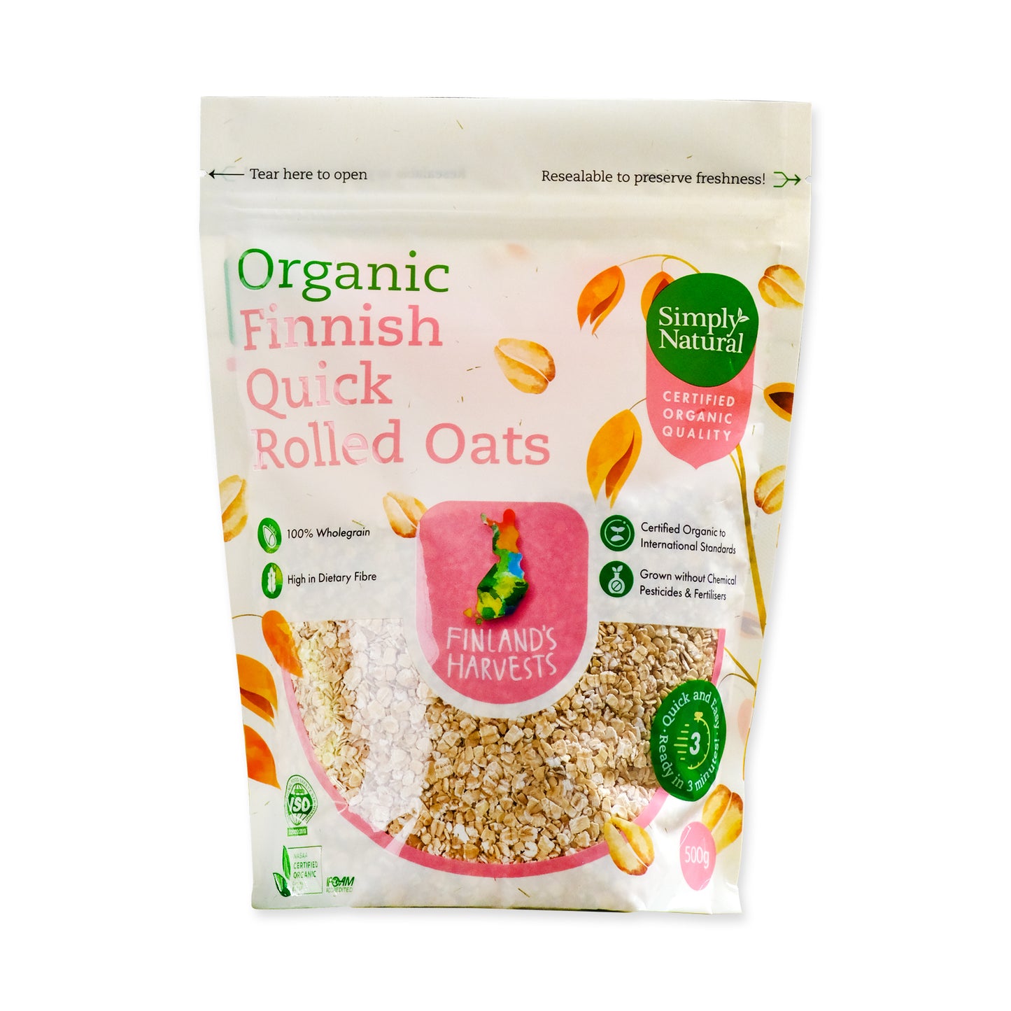 Organic Quick Rolled Oats Finland 500g