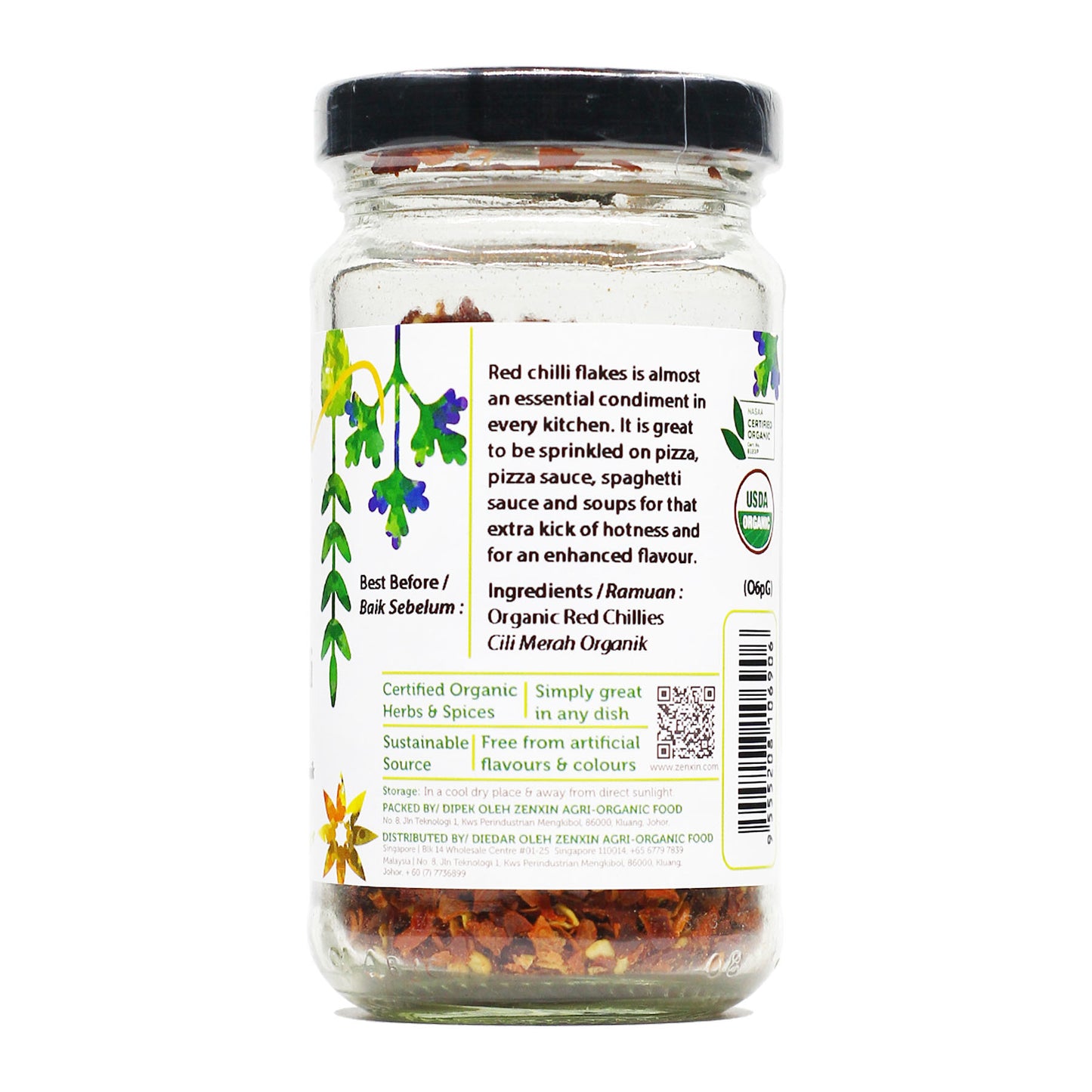 Organic Red Chilli Flakes 60g