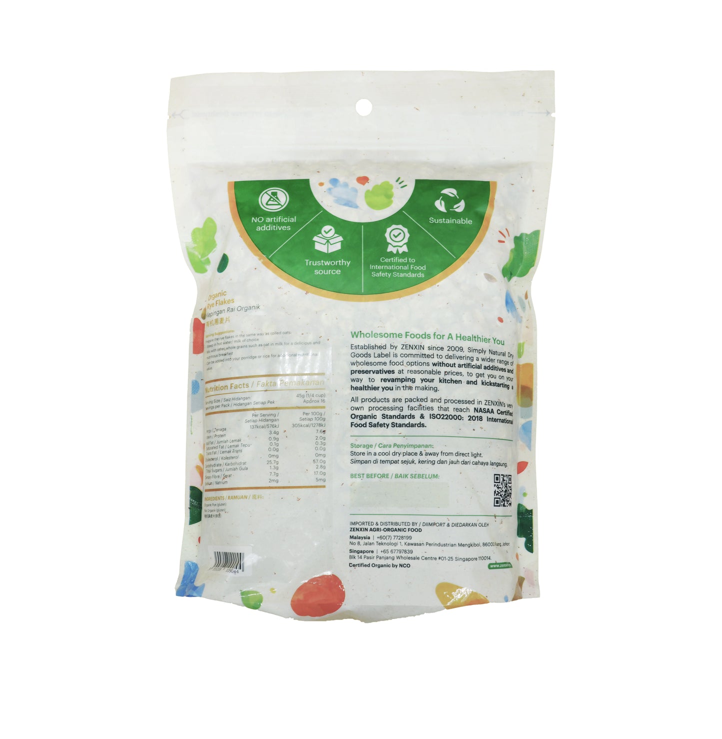 Organic Rye Flakes 500g