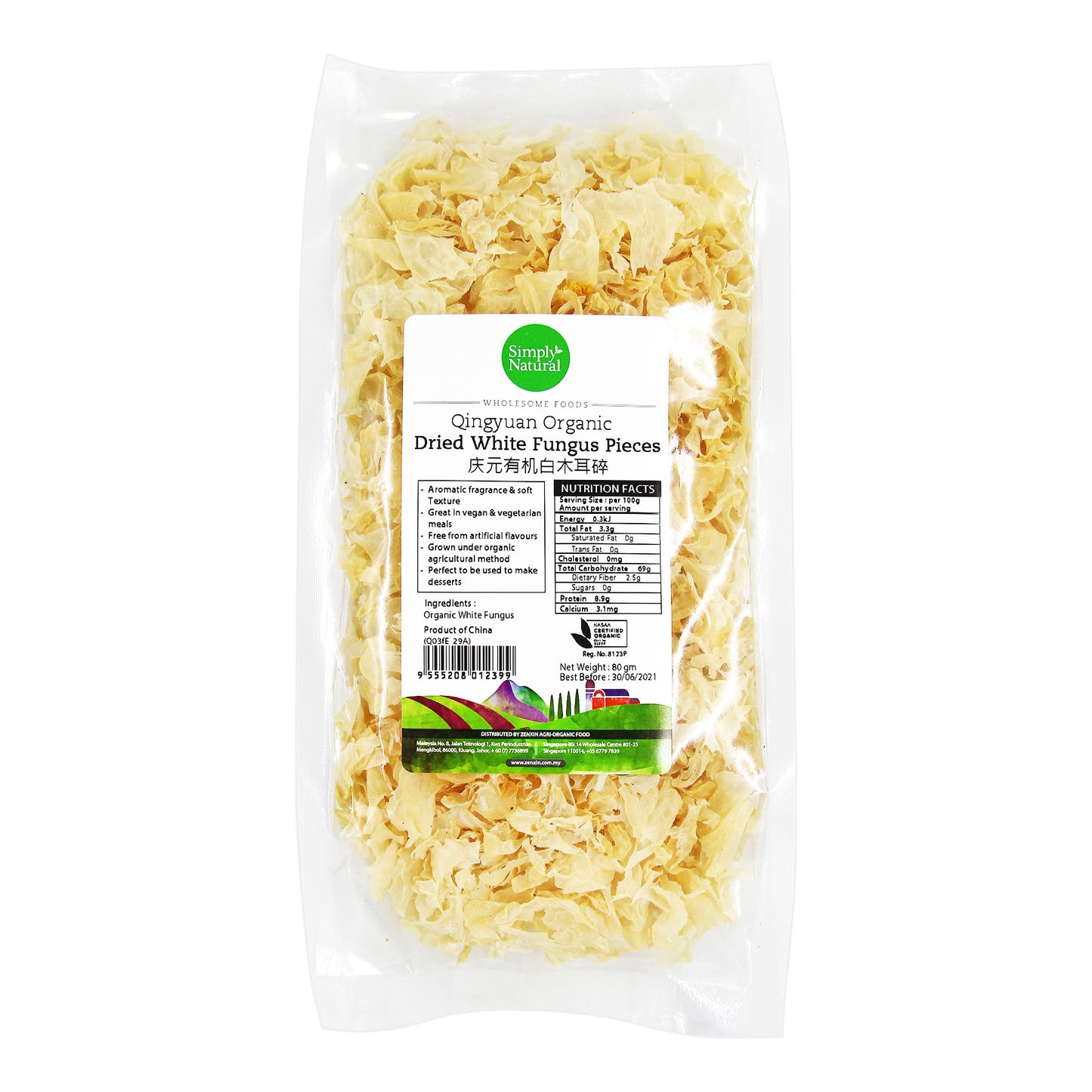 Organic QY Dried White Fungus Pieces 70g
