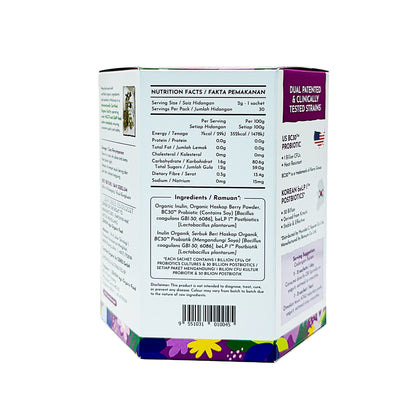 Organic Tribiotics 60g (30x Sachet) 3-in-1 Tribiotics: Pre + Pro + Postbiotics
