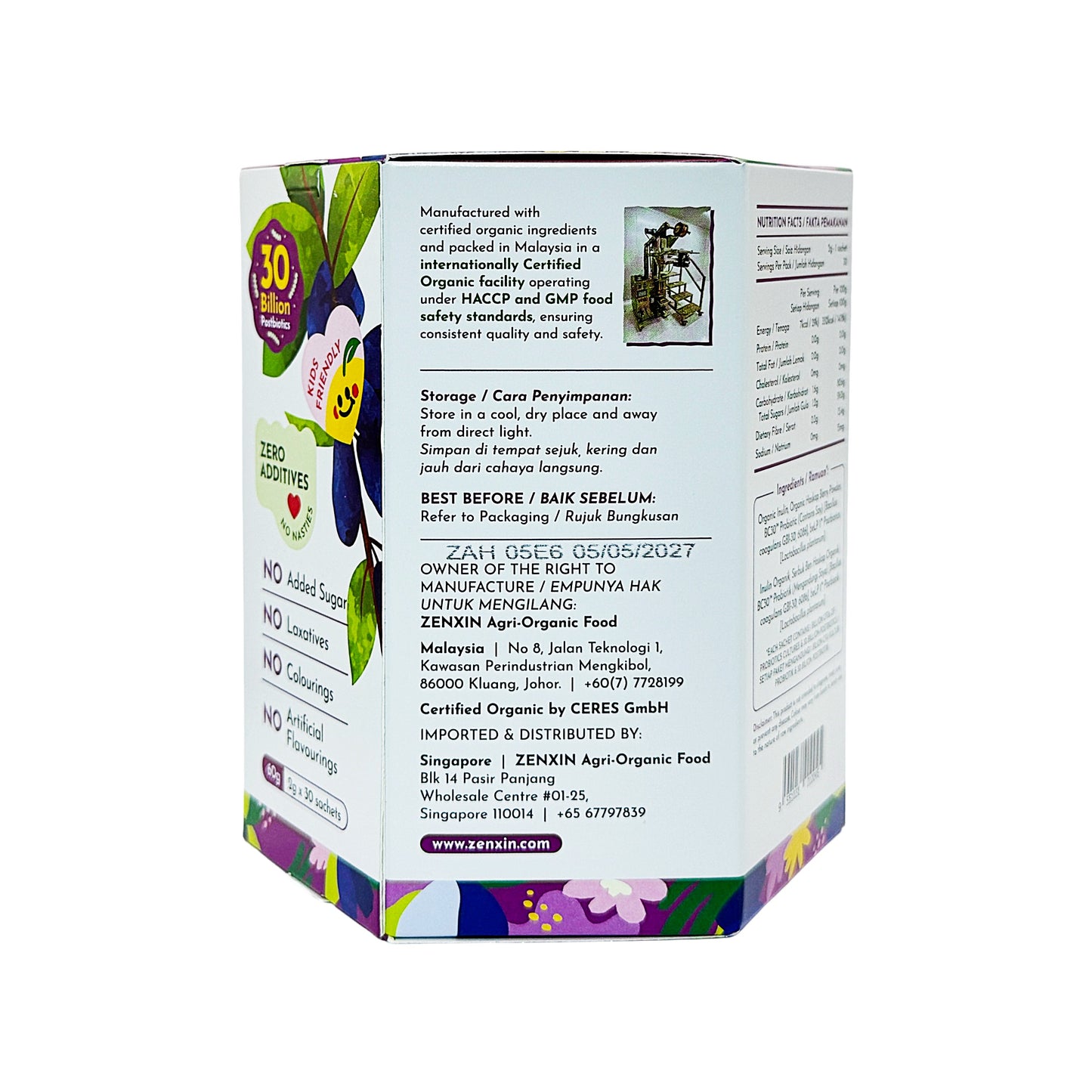 Organic Tribiotics 60g (30x Sachet) 3-in-1 Tribiotics: Pre + Pro + Postbiotics