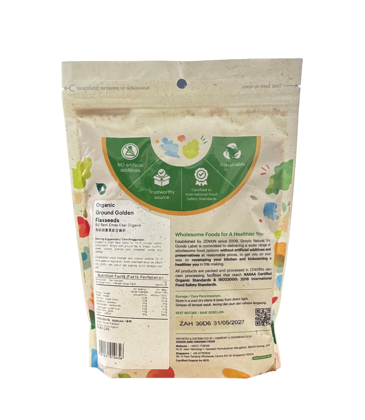 Organic Ground Golden Flaxseed 500g